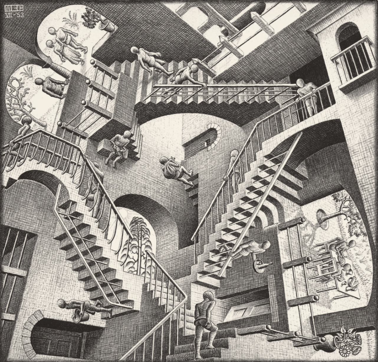 Radial Escher city — central illustration